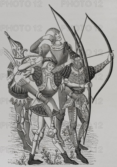 French archers of the 15th century, (1877).  Creator: Unknown.