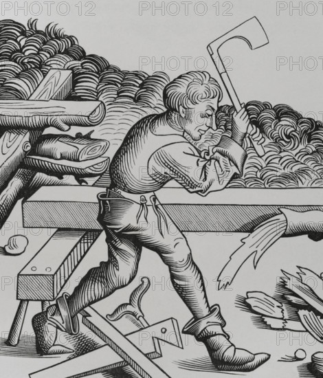 Carpenter's apprentice, "Compagnons du Devoir" or "La Grande Cognée", 1493, (1878).  Creator: Unknown.