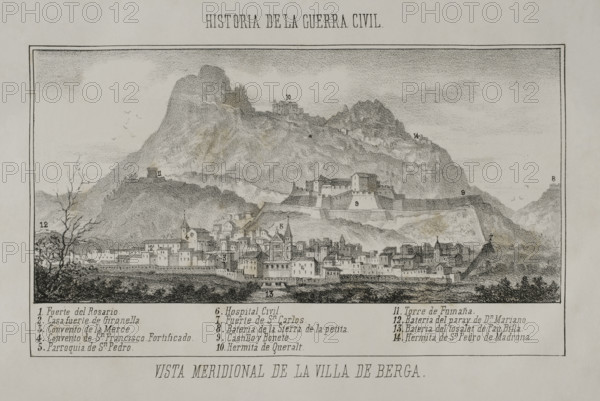 First Carlist War, (1833-1840): Southern view of the town of Berga, 1870.  Creator: Unknown.