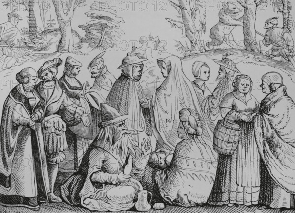 Gipsies fortune telling, 16th century, 1878.  Creator: Unknown.