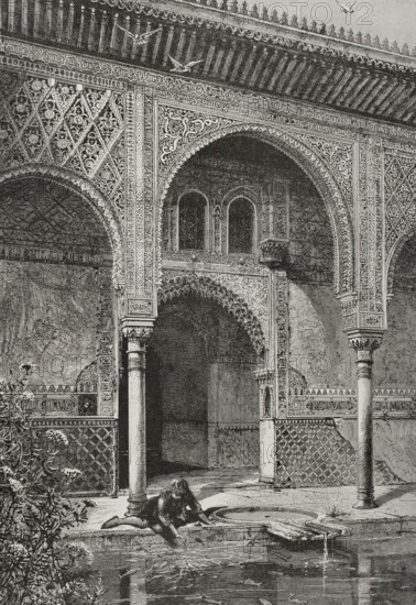 Patio de los Arrayanes, (Court of the Myrtles), Comares Palace, the Alhambra, Granada, Spain, 1890. Creator: Unknown.