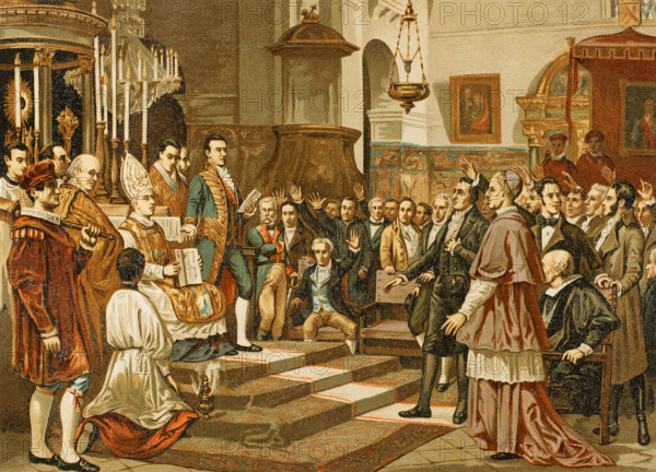 Oath of the deputies to the Extraordinary and General Cortes in 1810, (1892). Creator: Unknown.