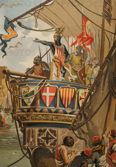 Departure of James I for the conquest of Majorca, (1208-1276), 1229, (1890).  Creator: Unknown.