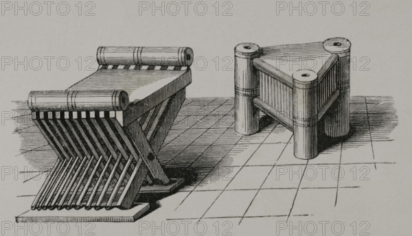 Different seats, 1877. After 14th and 15th century miniatures.  Creator: Unknown.