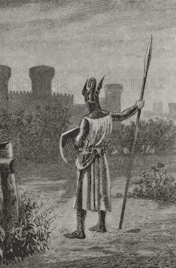 James I before the walls of Valencia, 1238, (1890). Creator: Unknown.