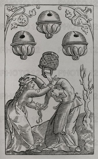 Three of Bells, German playing card, 16th century (1877).  Creator: Unknown.