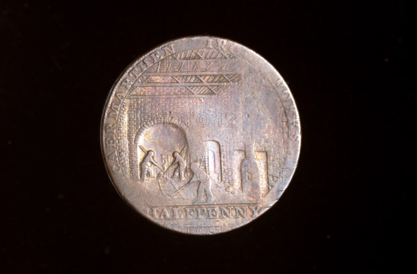 18th century token: Carmarthen ironworks, 1792. Creator: John Gregory Hancock.