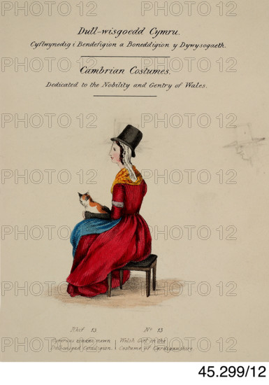 Cambrian Costumes series No. 12, 19th century. Creator: Lady Llanover.