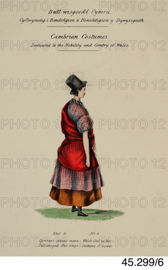 Cambrian Costumes series No. 6 , 19th century.   Creator: Lady Llanover.