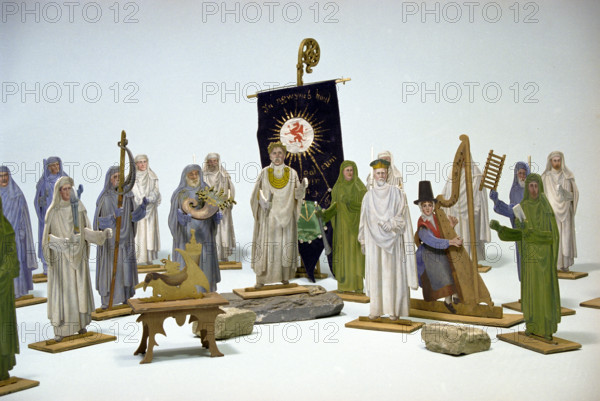 Wooden models of the Bangor National Gorsedd, 1914. Creator: Unknown.