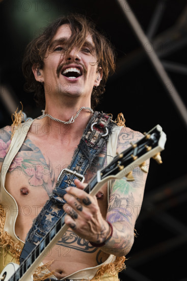 The Darkness live at the Cornbury Music Festival, Great Tew Park, Oxfordshire, Jul 2022. Creator: Annapaola Marchesani.