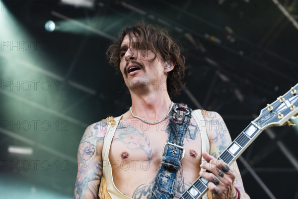 The Darkness live at the Cornbury Music Festival, Great Tew Park, Oxfordshire, Jul 2022. Creator: Annapaola Marchesani.