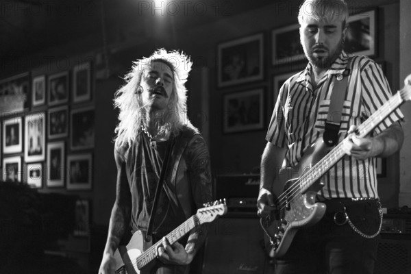 Andy Blade, Max Battista and Ryland Woods, Eater live at 100 Club, London, Mar 2023. Creator: Annapaola Marchesani.