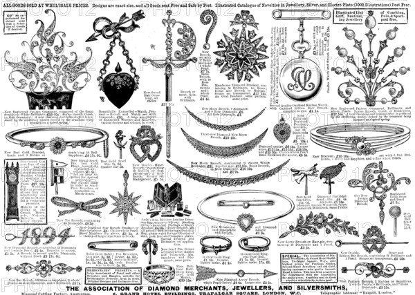 Advertisement for the Association of Diamond Merchants, Jewellers, and Silversmiths, 1895. Creator: Unknown.