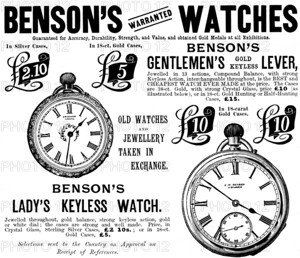 Advertisement for Benson's Watches, 1895. Creator: Unknown.