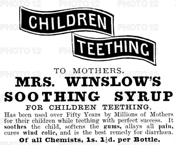 Advertisement for Mrs. Winslow's Soothing Syrup, 1895. Creator: Unknown.