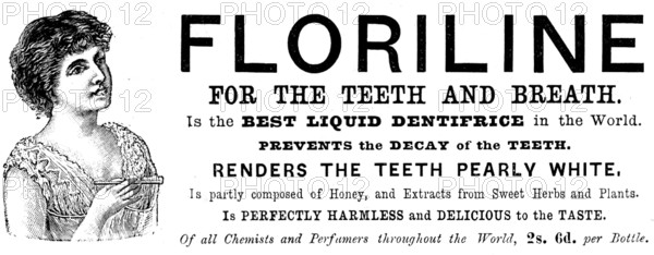 Advertisement for Floriline Liquid Dentifrice, 1895. Creator: Unknown.
