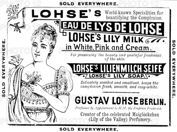 Advertisement for Lohse's cosmetic products, 1895. Creator: Unknown.