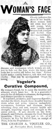 Advertisement for Vogeler's Curative Compound, 1895. Creator: Unknown.