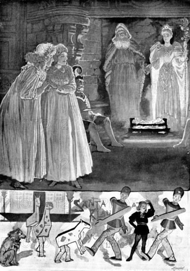 Santa Claus at the Lyceum Theatre, 1895. Creator: George Meisenbach.