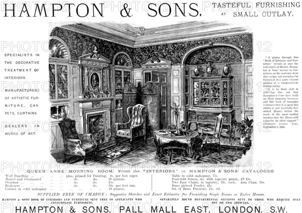 Advertisement for Hampton & Sons, furniture, 1895. Creator: Unknown.