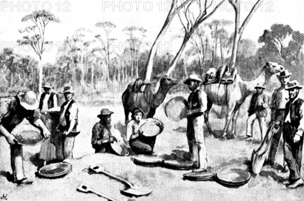 The Coolgardie Goldfields: dry blowing, 1895. Creator: George Meisenbach.