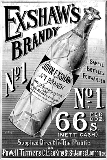 Advertisement for Exshaw's Brandy, 1895.  Creator: Unknown.