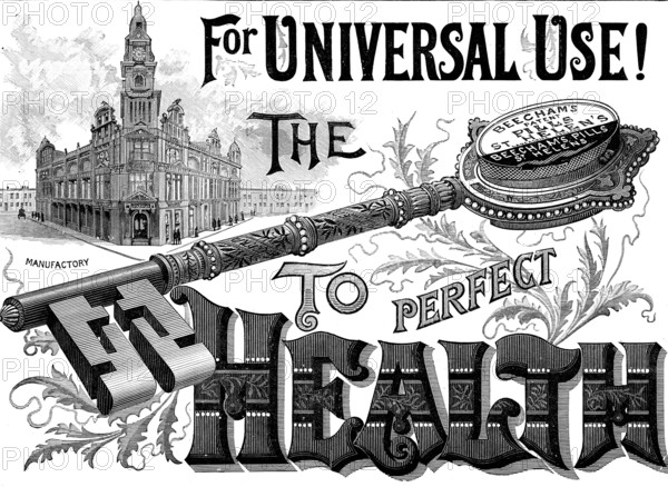Advertisement for Beecham's Pills - the Key to Perfect Health, 1895. Creator: Unknown.