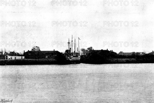 The War in Eastern Asia: entering Niuchuang Dock, November 5, 1895. Creator: Unknown.