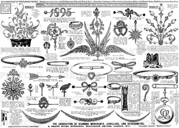 Advertisement for the Association of Diamond Merchants, Jewellers, and Silversmiths, 1895. Creator: Unknown.