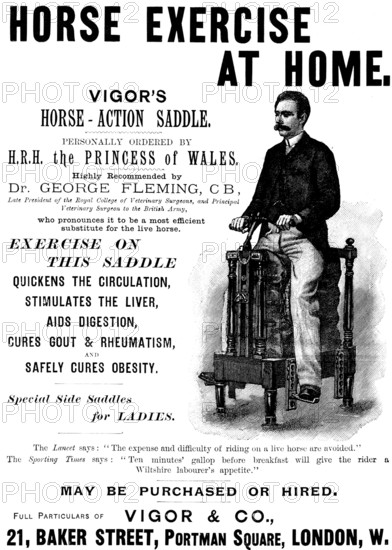 Advertisement for Vigor's Horse-Action Saddle, 1895. Creator: Unknown.