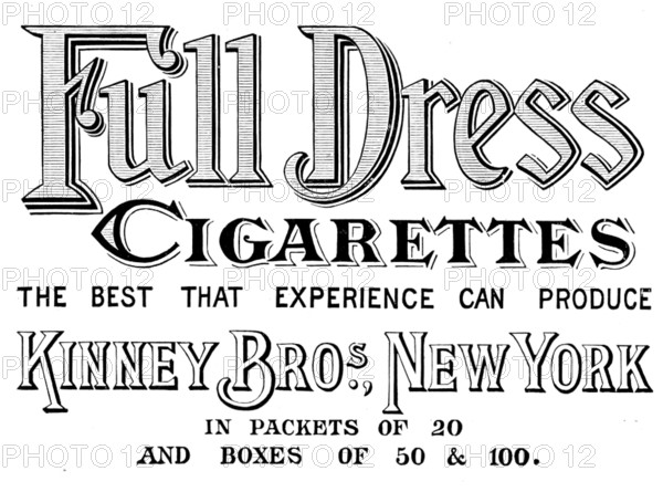Advertisement for Full Dress Cigarettes, 1895. Creator: Unknown.