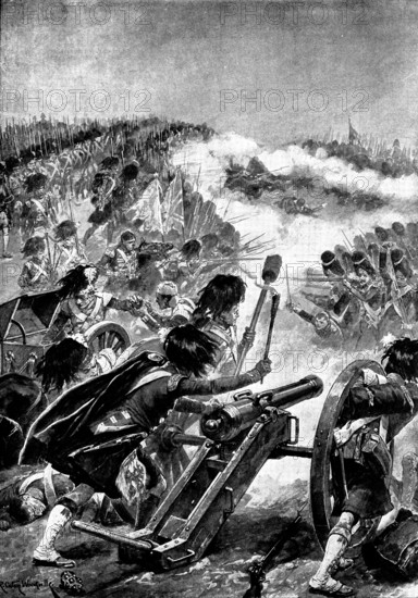 Battles of the British Army...Vimiero: the Highlanders turning the captured guns on the French, 1895 Creator: George Meisenbach.