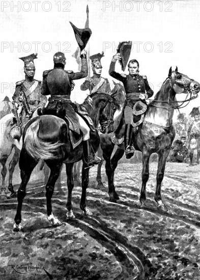 Battles of the British Army...Vimiero: arrival in the British Lines of General Kellermann..., 1895. Creator: George Meisenbach.