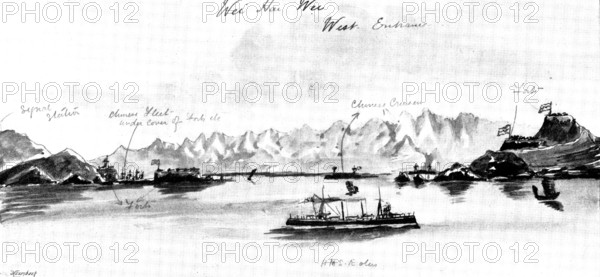 The War in Eastern Asia: facsimile of a sketch by Mr. James Fuller, H.M.S. "Aeolus", 1895. Creator: George Meisenbach.