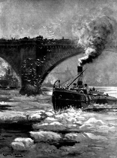 The Frozen Thames: a study at London Bridge, looking east, 1895. Creator: George Meisenbach.