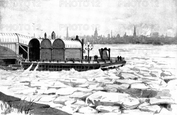 The Frozen Mersey: looking from Birkenhead to Liverpool, 1895. Creator: George Meisenbach.