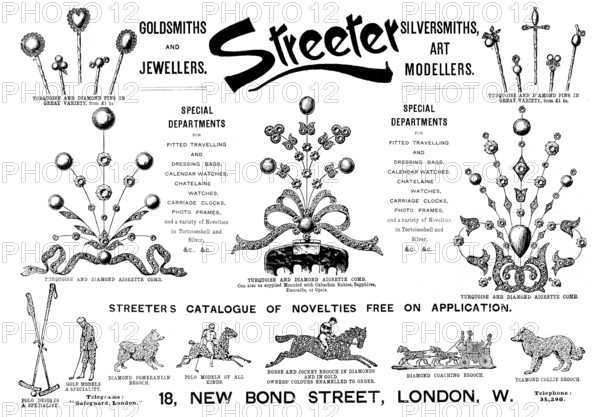 Advertisement for Streeter Goldsmiths and Jewellers, 1895. Creator: Unknown.