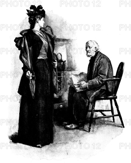 Eve's Ransom: He looked up from the volume and said..."You look starved, my Iass", 1895. Creator: George Meisenbach.