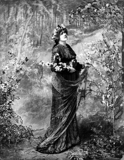 Miss Ellen Terry as Guinevere in "King Arthur," at the Lyceum, 1895. Creator: P Naumann.