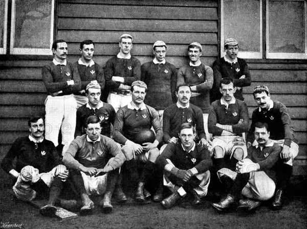 The International Rugby Football-Match at Richmond on March 9: the Scotch team, 1895. Creator: Russell & Sons.