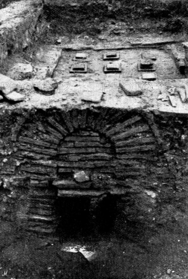 The Roman Villa recently discovered at Darenth, Kent: stoke-hole of a hypocaust, 1895. Creator: Ernest Christopher Youens.