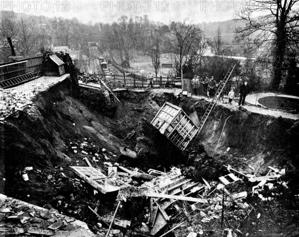 Subsidence of St. Catherine's Tunnel, Guildford, 1895. Creator: W. Shawcross.