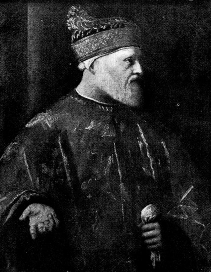 Venetian Art at the New Gallery: Portrait of Andrea Gritti, Doge 1523-1538 - by Titian, 1895. Creator: Unknown.