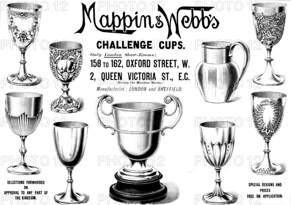 Advertisement for Mappin & Webb's Challenge Cups, 1895. Creator: Unknown.