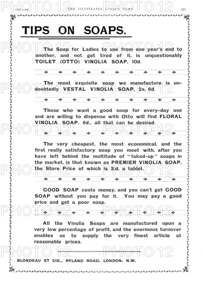 Advertisement for Vinolia Soap, 1895. Creator: Unknown.