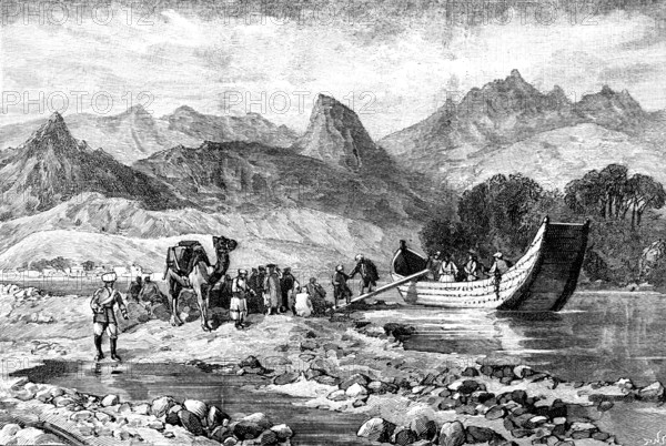 The Chitral Expedition: Swat River ferry at Abazai, 1895. Creator: P Naumann.