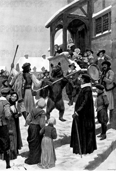 A Bear Show in Olden Times, 1895. Creator: Andre & Sleigh.