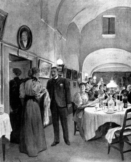 Adam Johnstone's Son: "I beg your pardon,'' he was saying, "you have dropped your shawl", 1895. Creator: George Meisenbach.