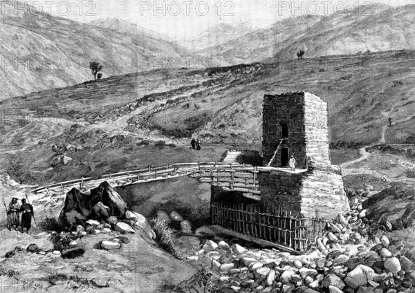 The Chitral Expedition: the Bridge at Chitral, 1895. Creator: P Naumann.